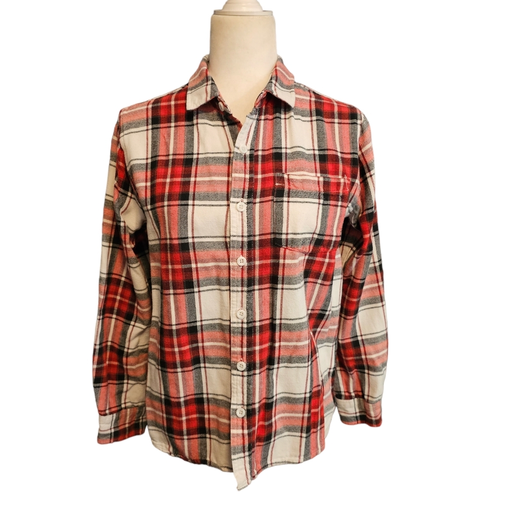 Pacsun Los Angeles Plaid Flannel Buttondown Shirt Red/White Womens Small